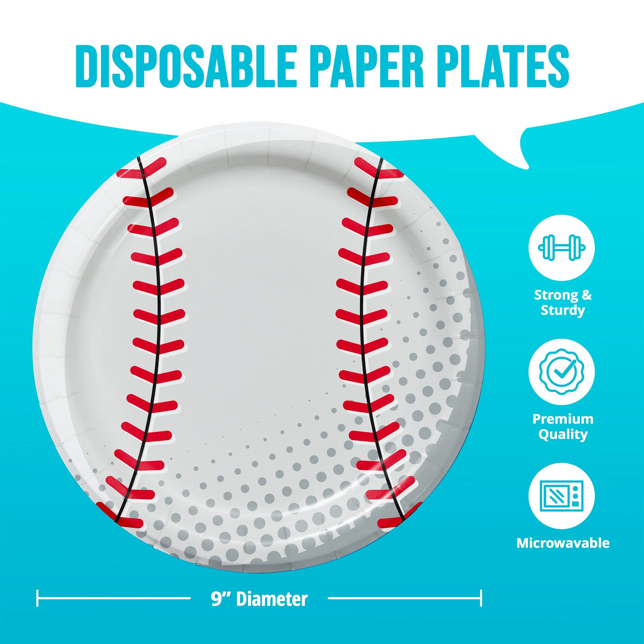 Sports Spirit Baseball Dinner Plates 9" (8/Pkg)