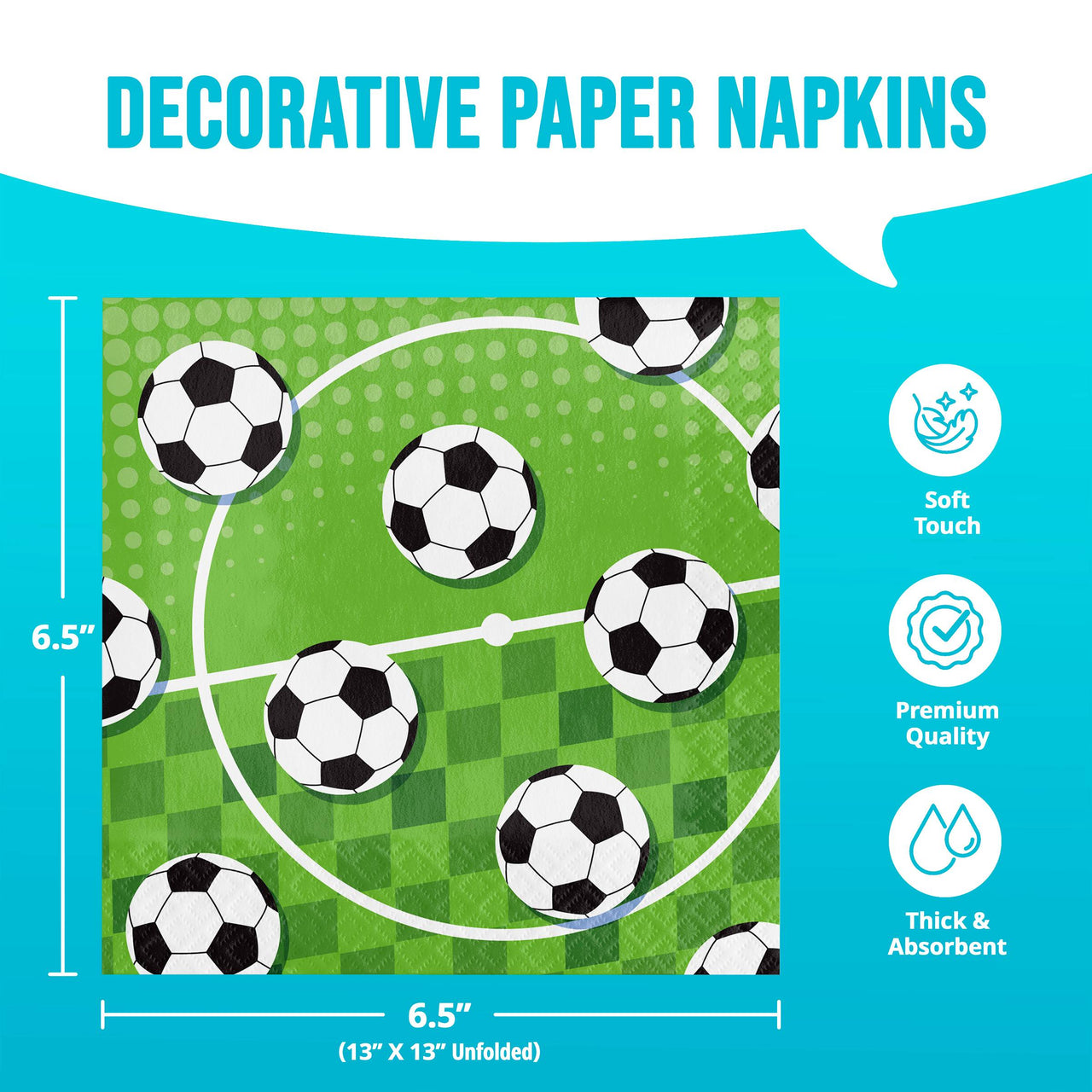 Sports Spirit Soccer Luncheon Napkins (16/Pkg)