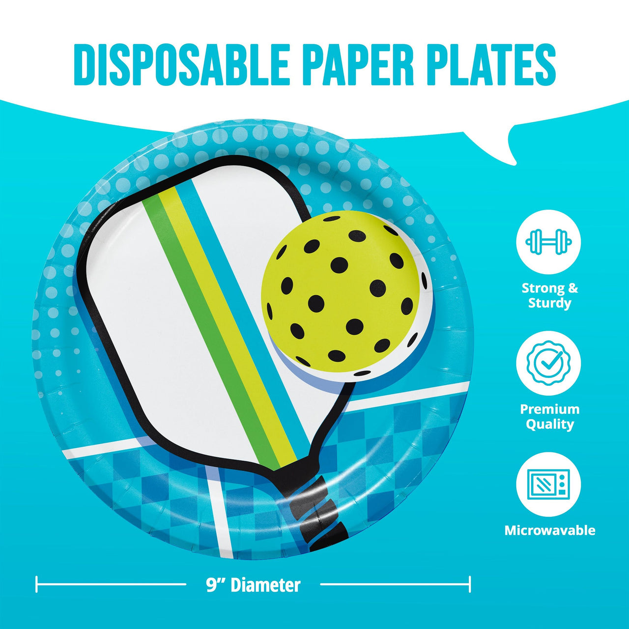 Sports Spirit Pickleball Dinner Plates 9" (8/Pkg)