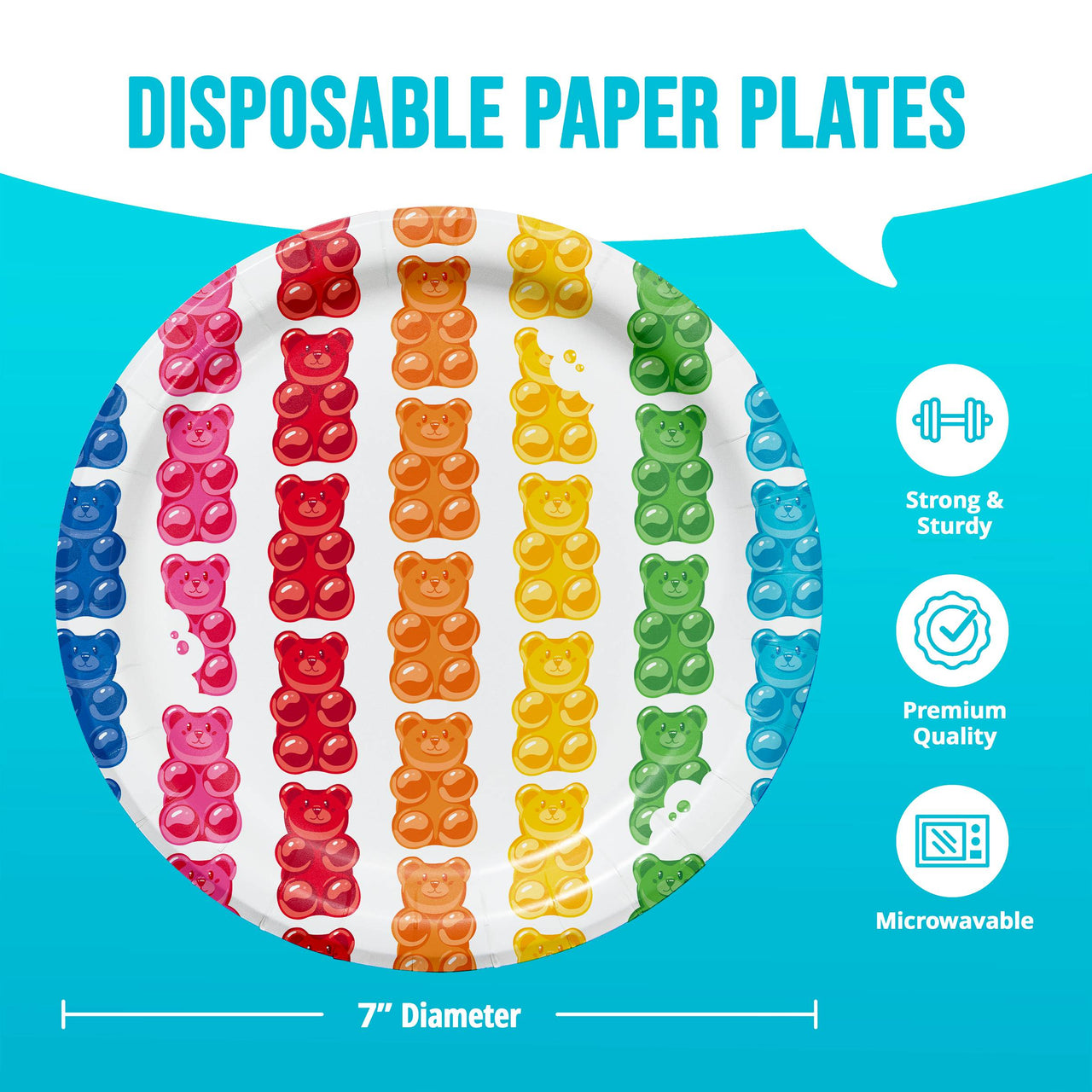 Gummy Bear Bash Luncheon Plates 7" (8/Pkg)