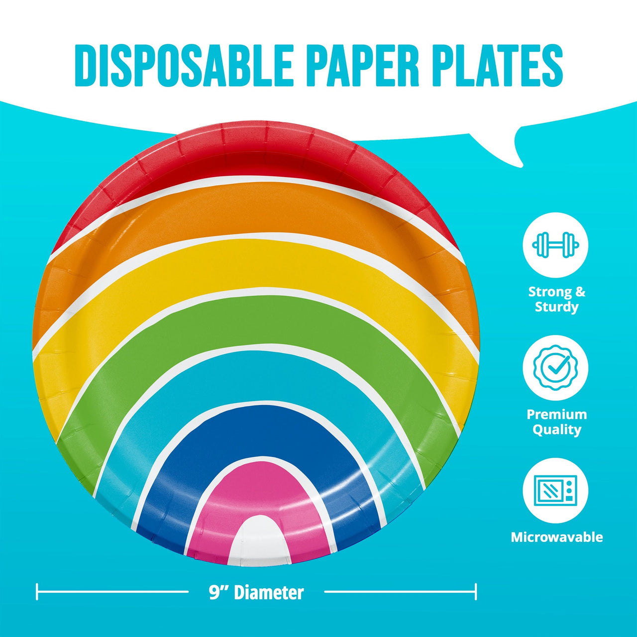 Rainbow Cheer Dinner Plates 9" (8/Pkg)