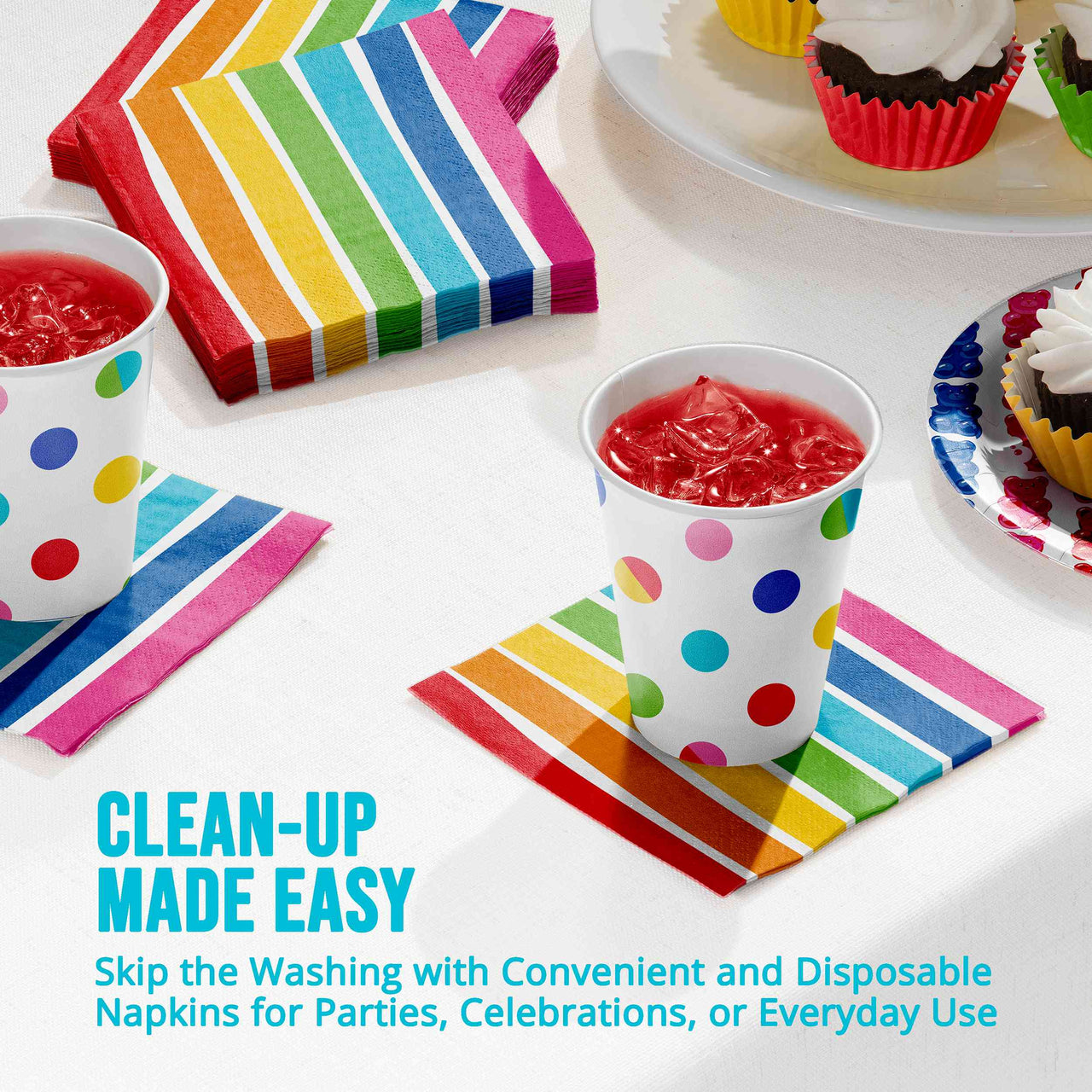 Rainbow Cheer Beverage Napkins (16/Pkg)