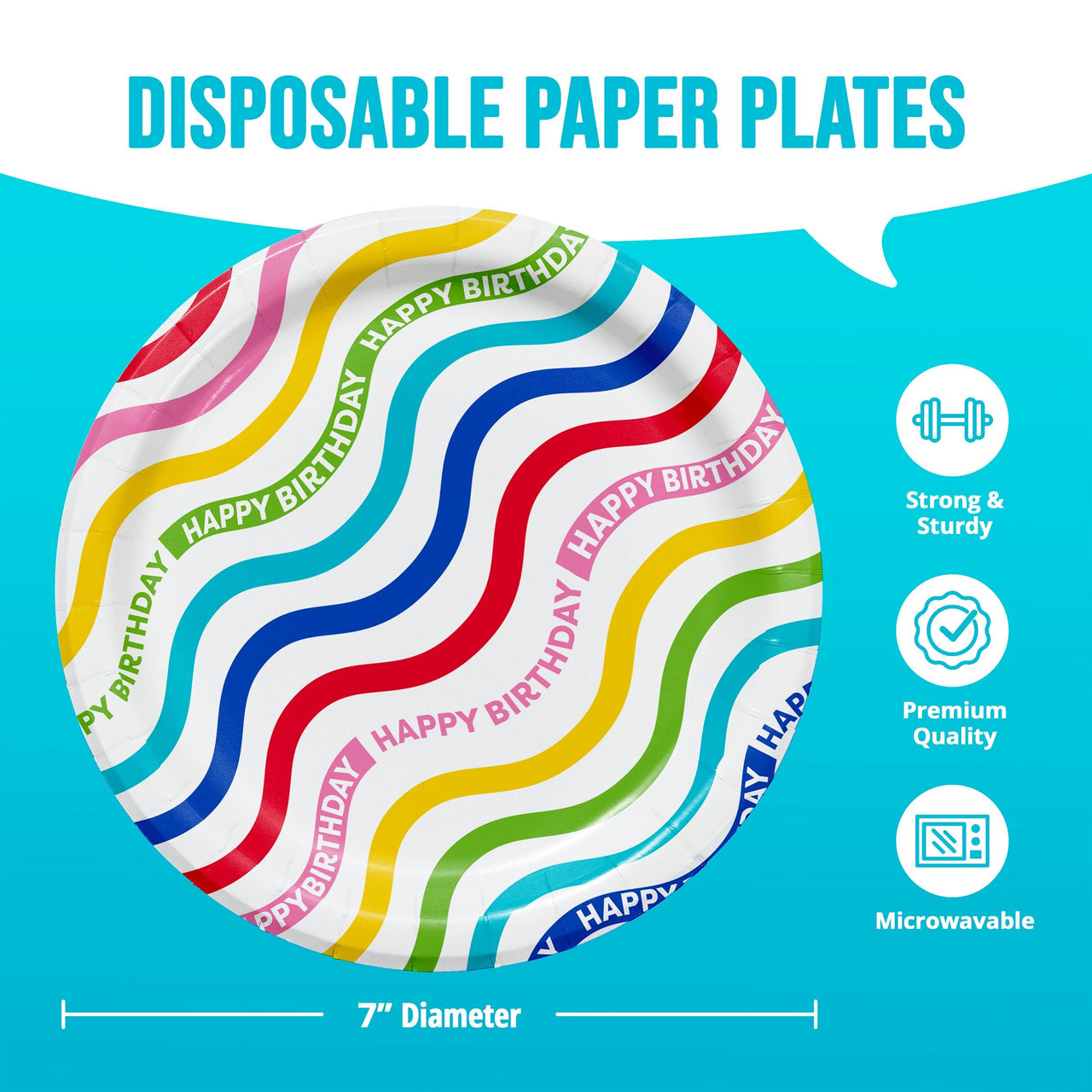 Color Waves Luncheon Plates 7" (8/Pkg)