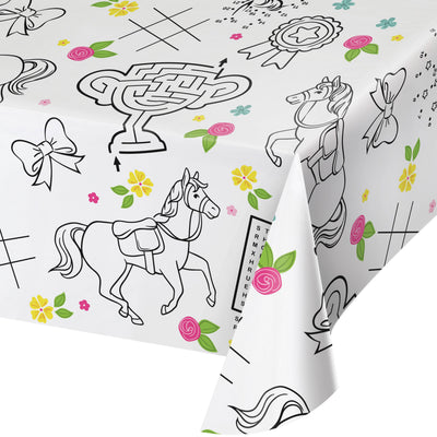 Horse Charm Plastic Tablecover 54" x 84"