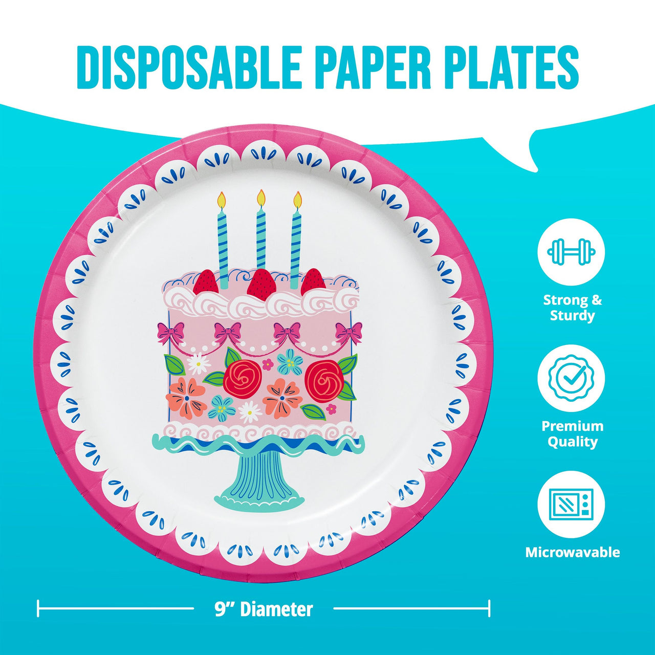 Floral Cake Dinner Plates 9" (8/Pkg)