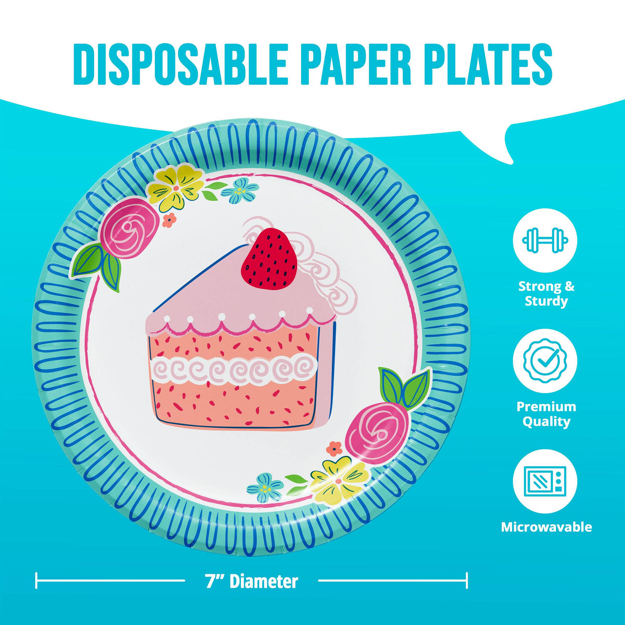 Floral Cake Luncheon Plates 7" (8/Pkg)