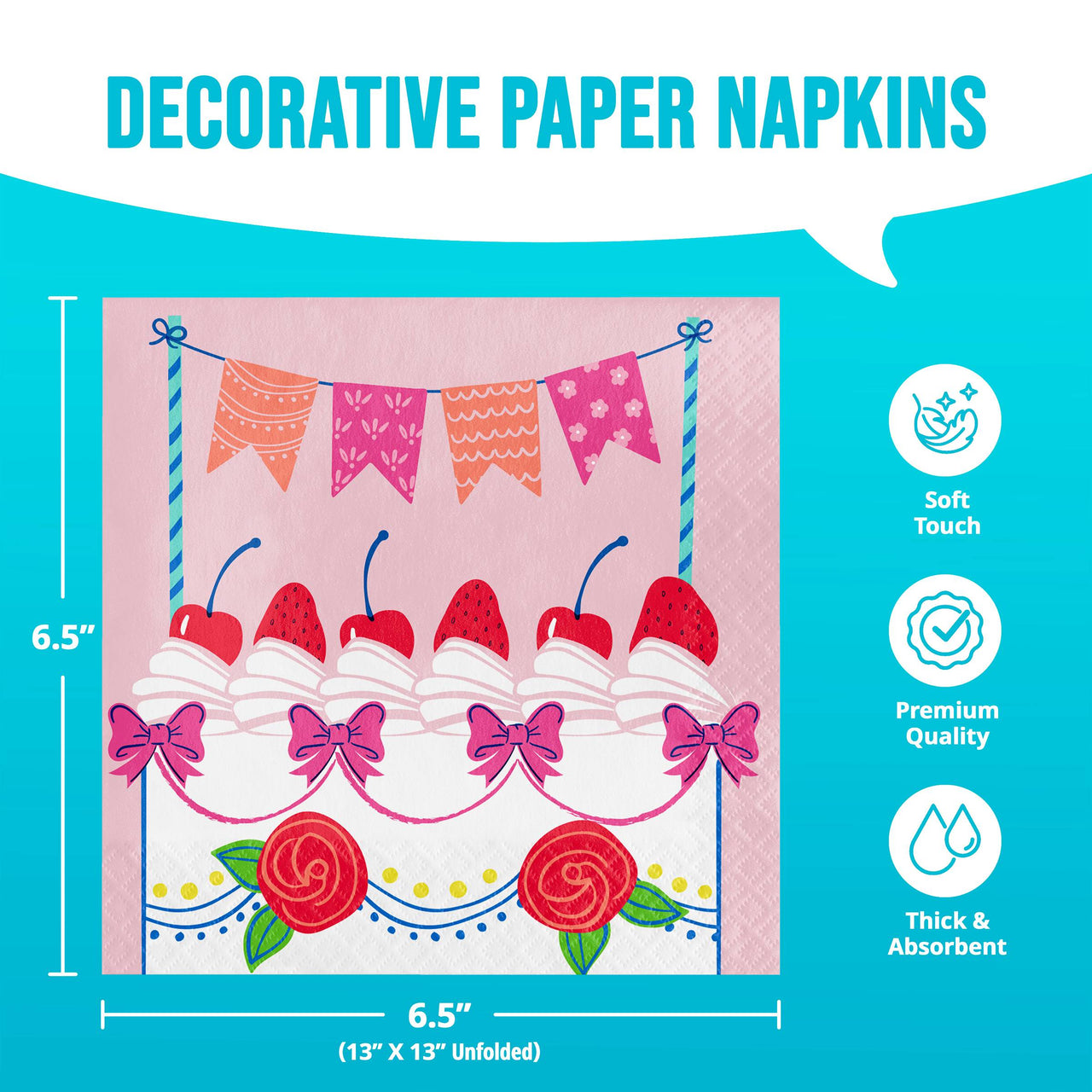 Floral Cake Luncheon Napkins (16/Pkg)