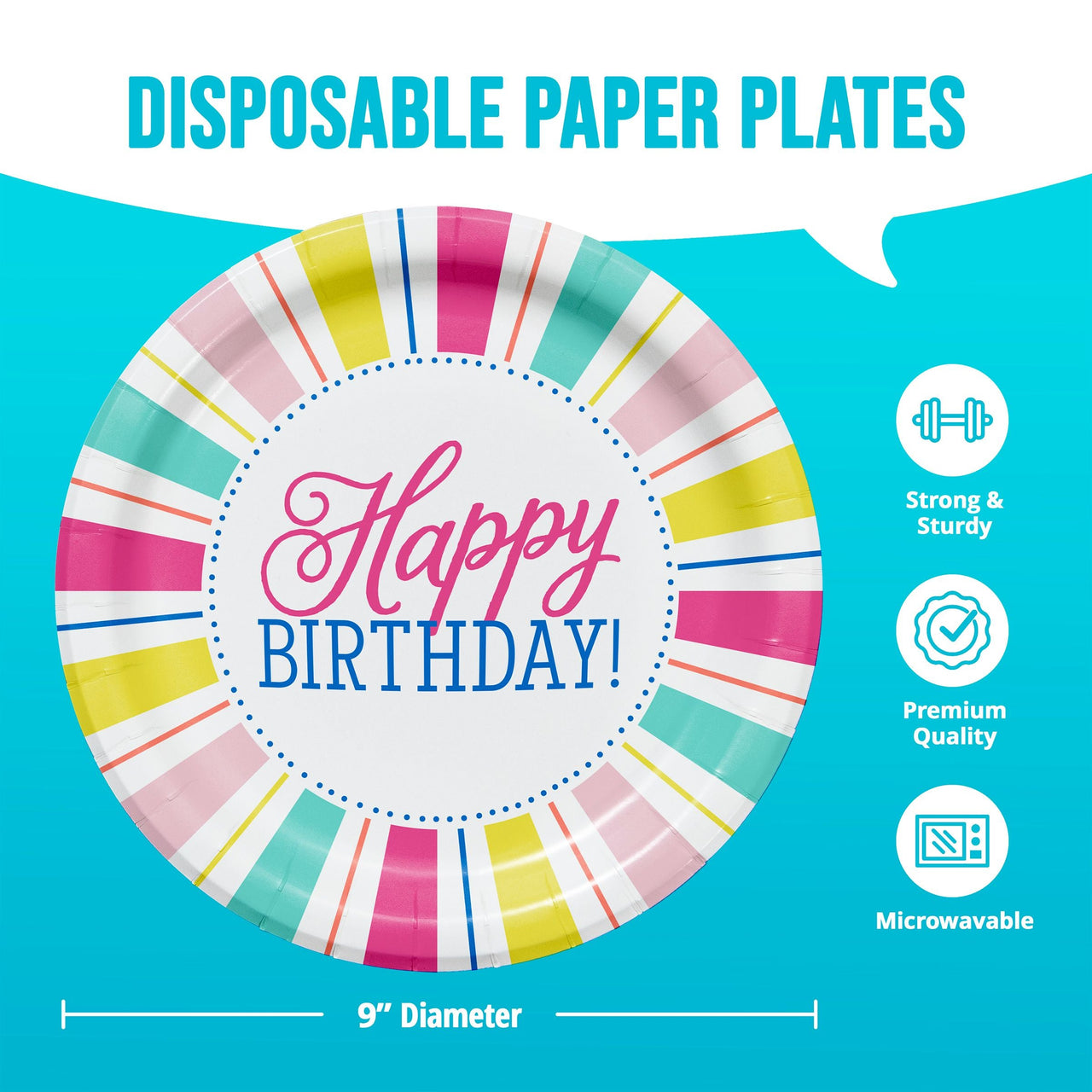 Birthday Brights Dinner Plates 9" (8/Pkg)