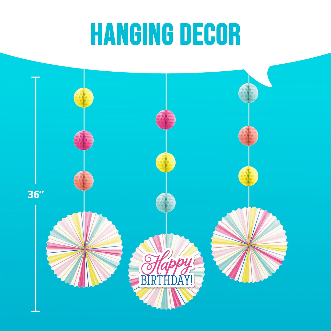 Birthday Brights Party Decorations (3/Pkg)