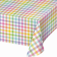 Easter Plaid Plastic Tablecover 54