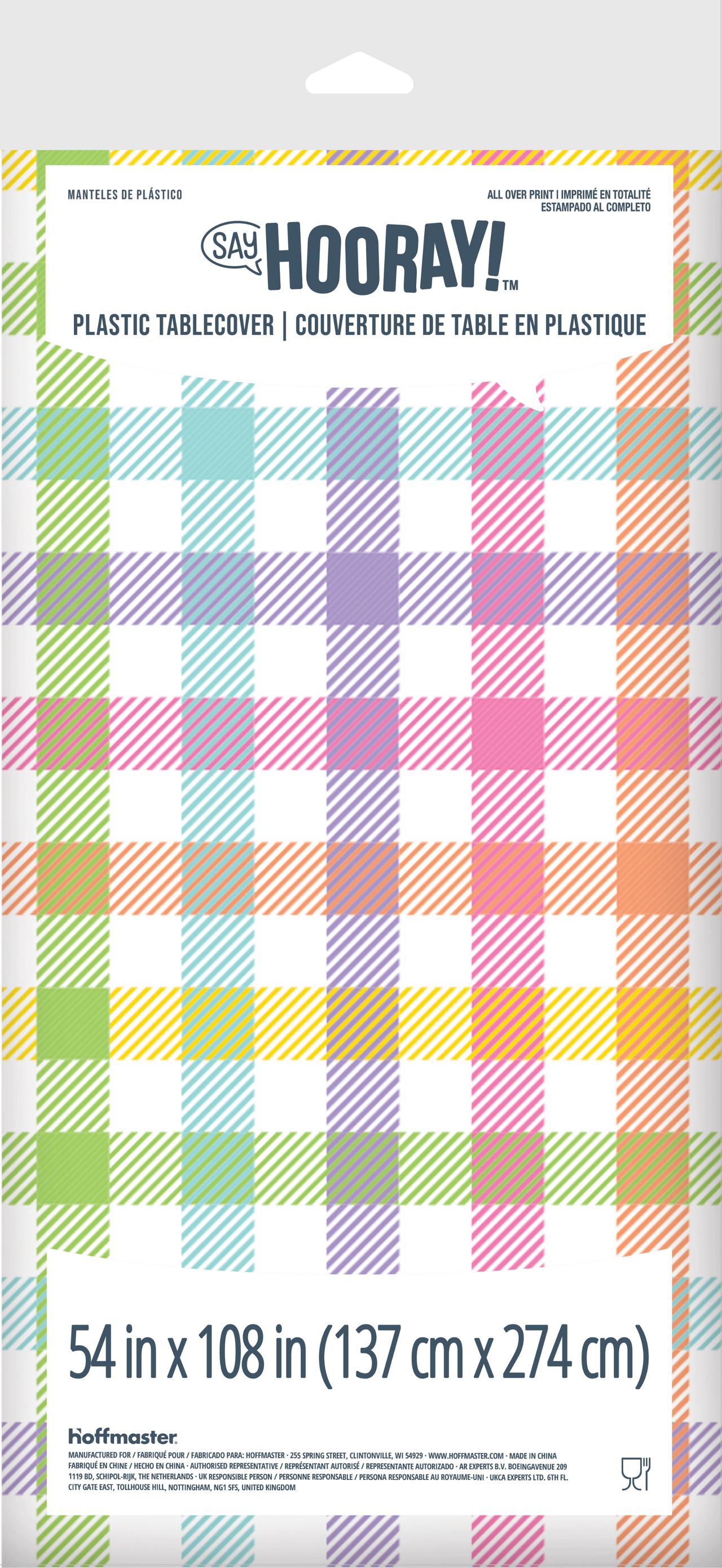 Easter Plaid Plastic Tablecover 54" x 108"