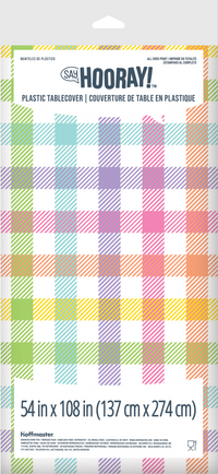 Easter Plaid Plastic Tablecover 54