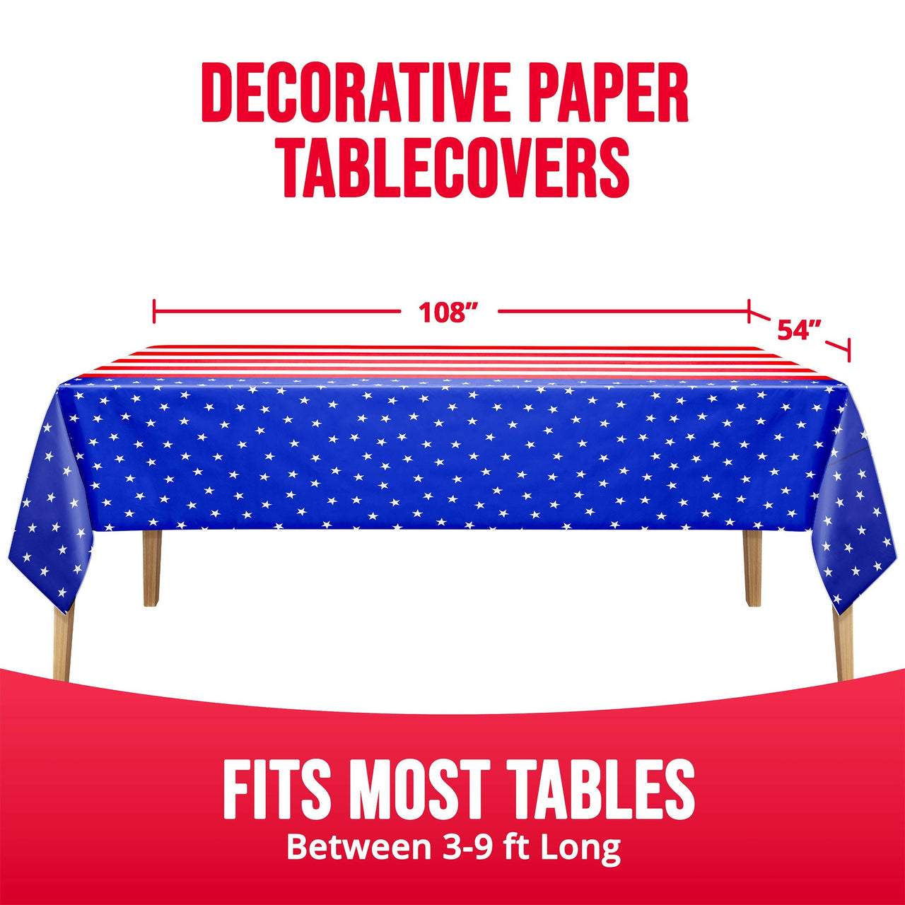Patriotic Plastic Tablecover 54" x 108"