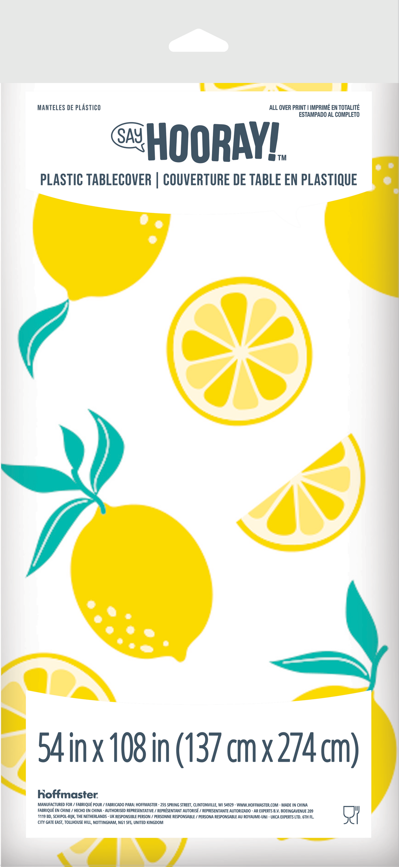 Lemons Plastic Tablecover 54" x 108"