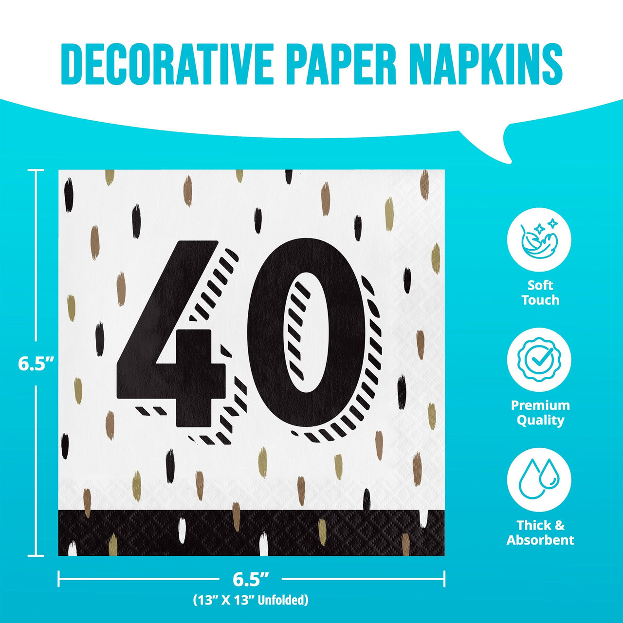 Golden Wishes 40th Luncheon Napkins (16/Pkg)