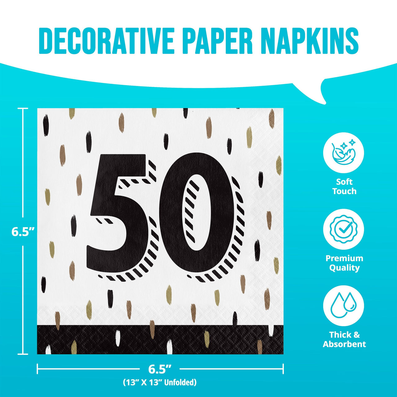 Golden Wishes 50th Luncheon Napkins (16/Pkg)