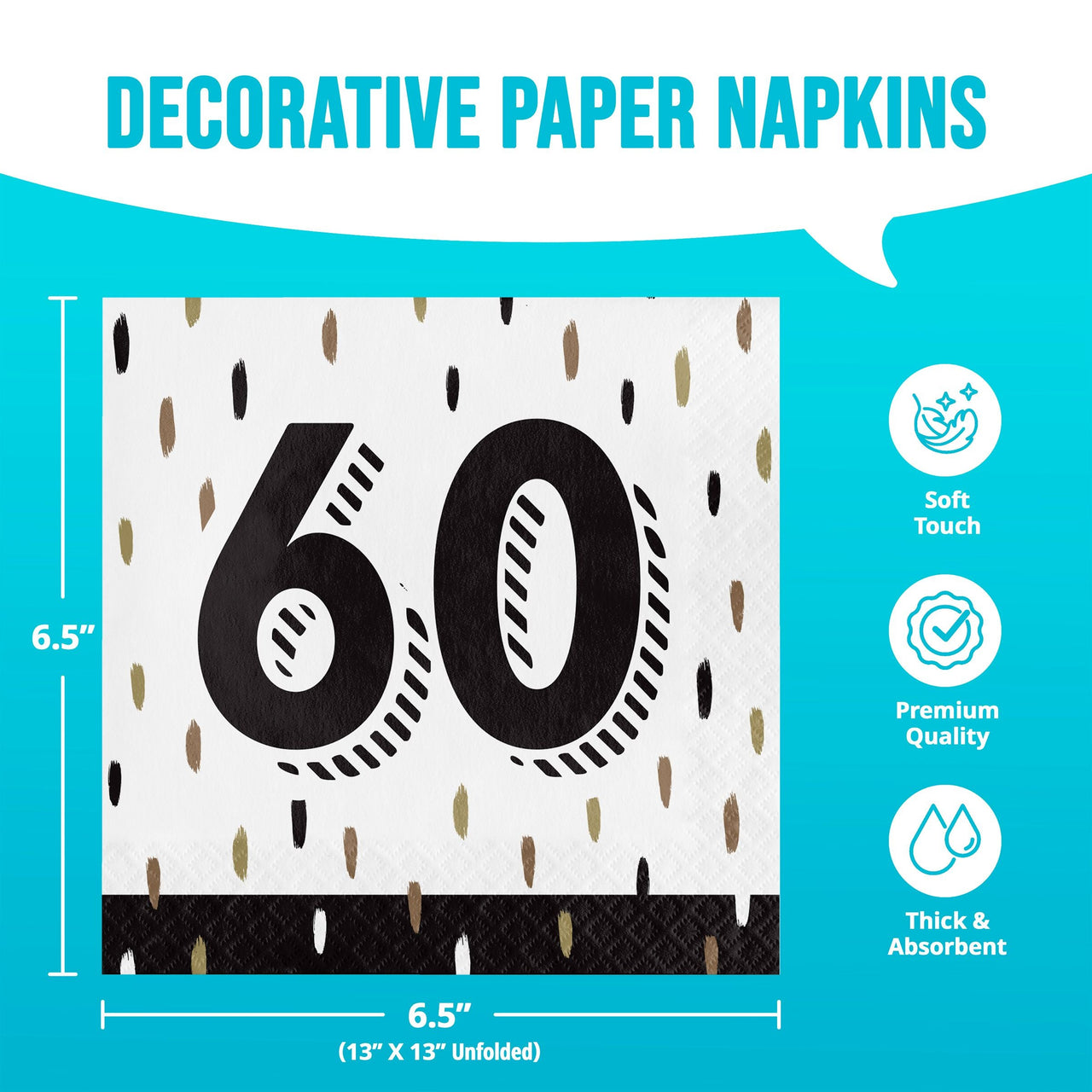 Golden Wishes 60th Luncheon Napkins (16/Pkg)