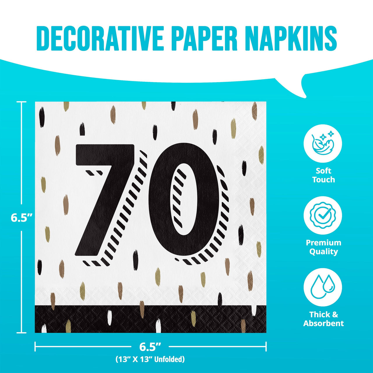 Golden Wishes 70th Luncheon Napkins (16/Pkg)