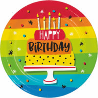 96/Case Bulk Rainbow Cake Round Dessert Plates