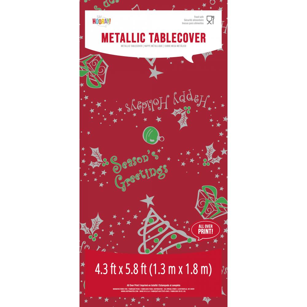 Metallic Printed Christmas Plastic Table Cover