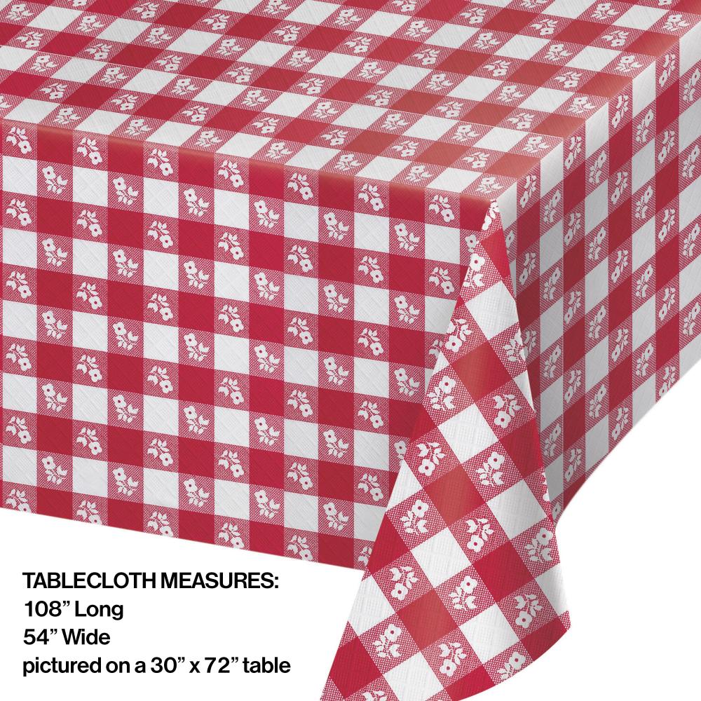 12ct Bulk Red Gingham 54" x 108" Plastic Table Covers
