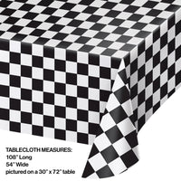 Black Check Tablecover Plastic 54