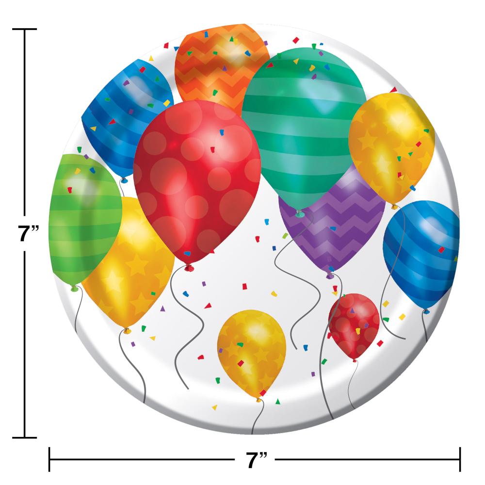 96 pc Bulk Balloon Blast 7 inch Dessert Plate