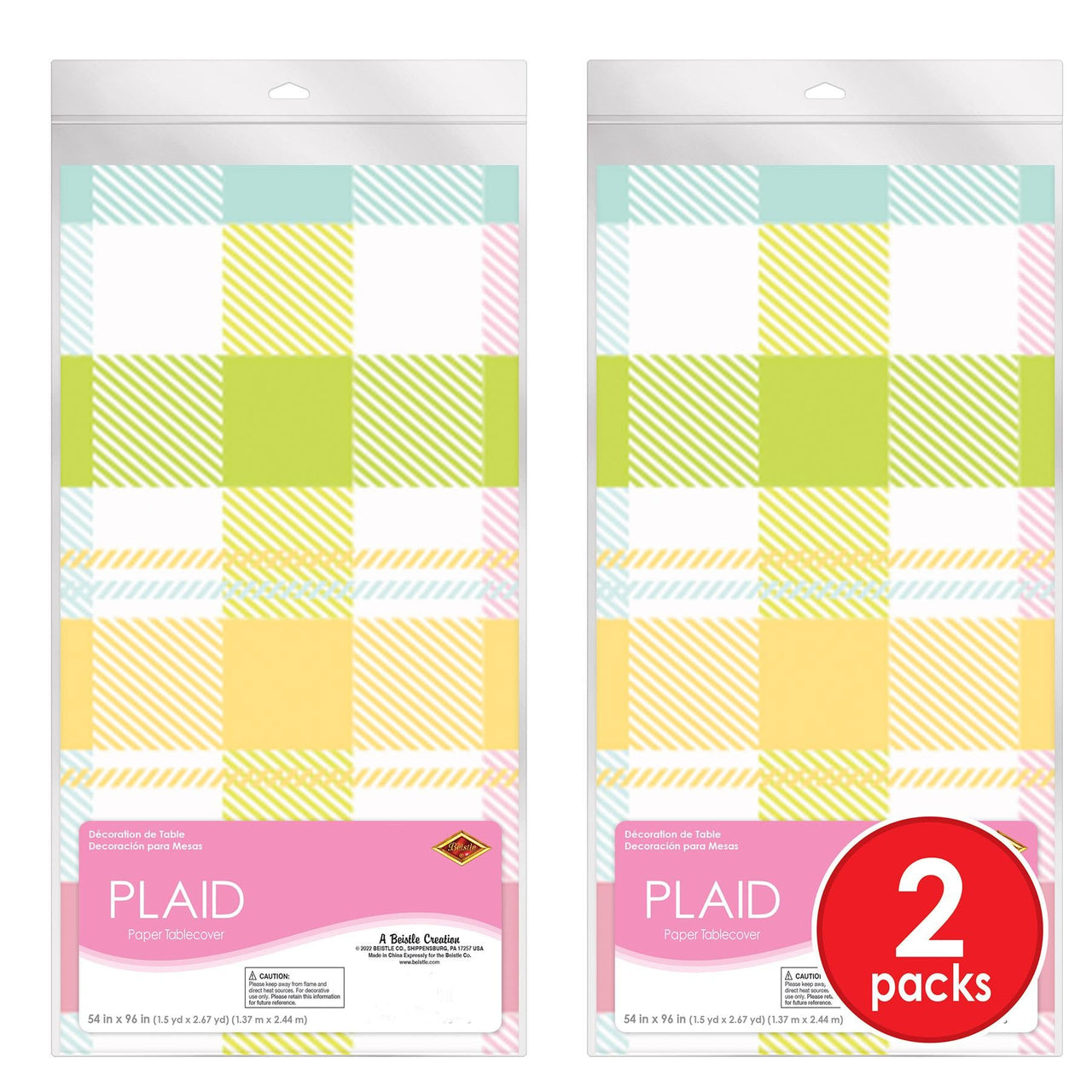 Bulk Plaid Paper Tablecover (12 Pkgs Per Case) by Beistle