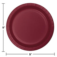 Burgundy Red Paper Plates, 24 ct Party Decoration