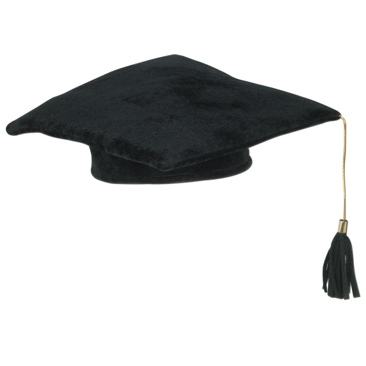Plush Graduate Graduation Party Cap- Black - Bulk 12 Pack