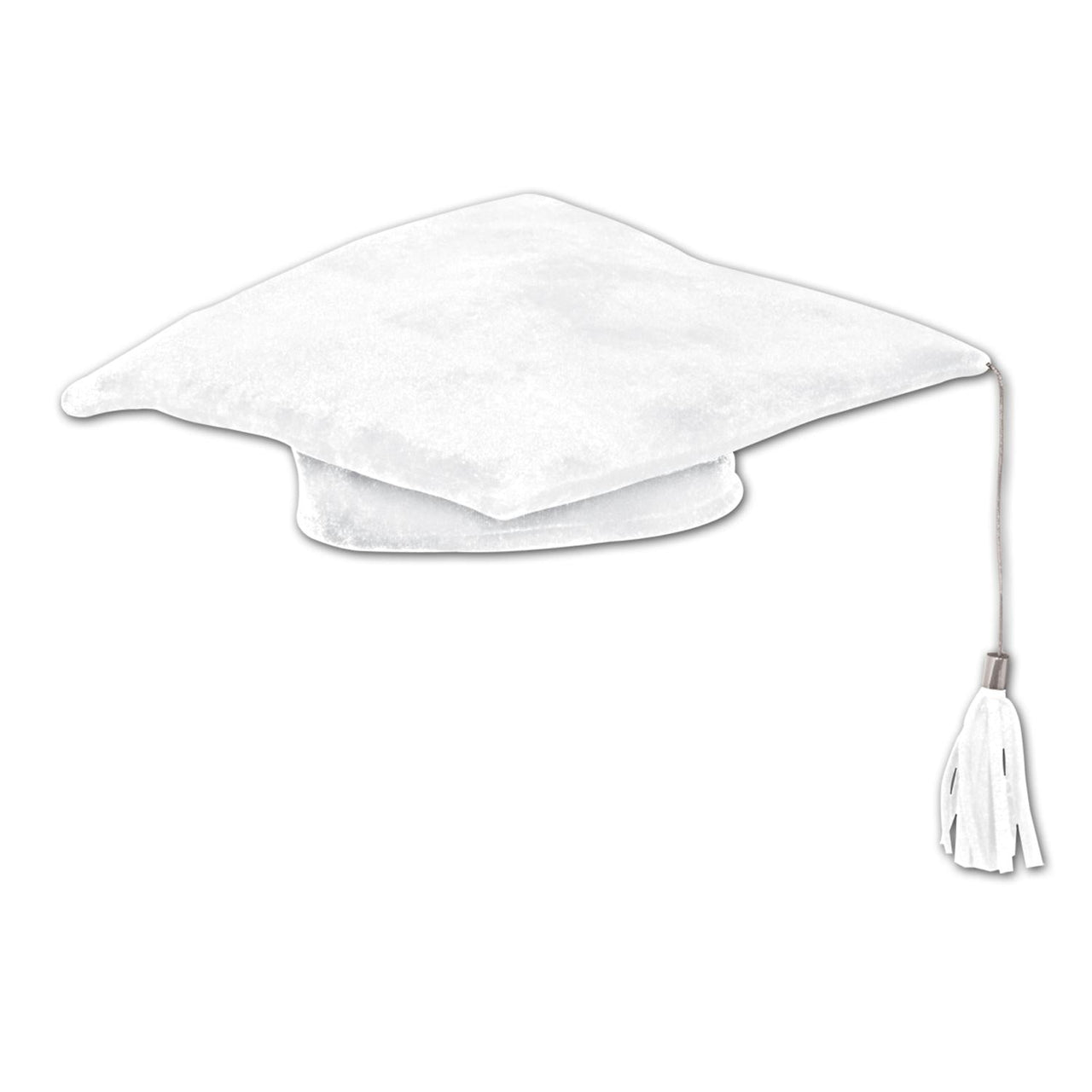 Plush Graduate Graduation Party Cap- White - Bulk 12 Pack