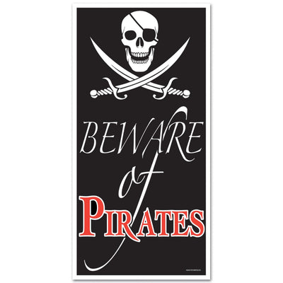 Beware Of Pirates Party Door Cover - Bulk 12 Pack