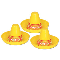 Fiesta Miniature Yellow Plastic Sombrero - Bulk/48 Sombreros