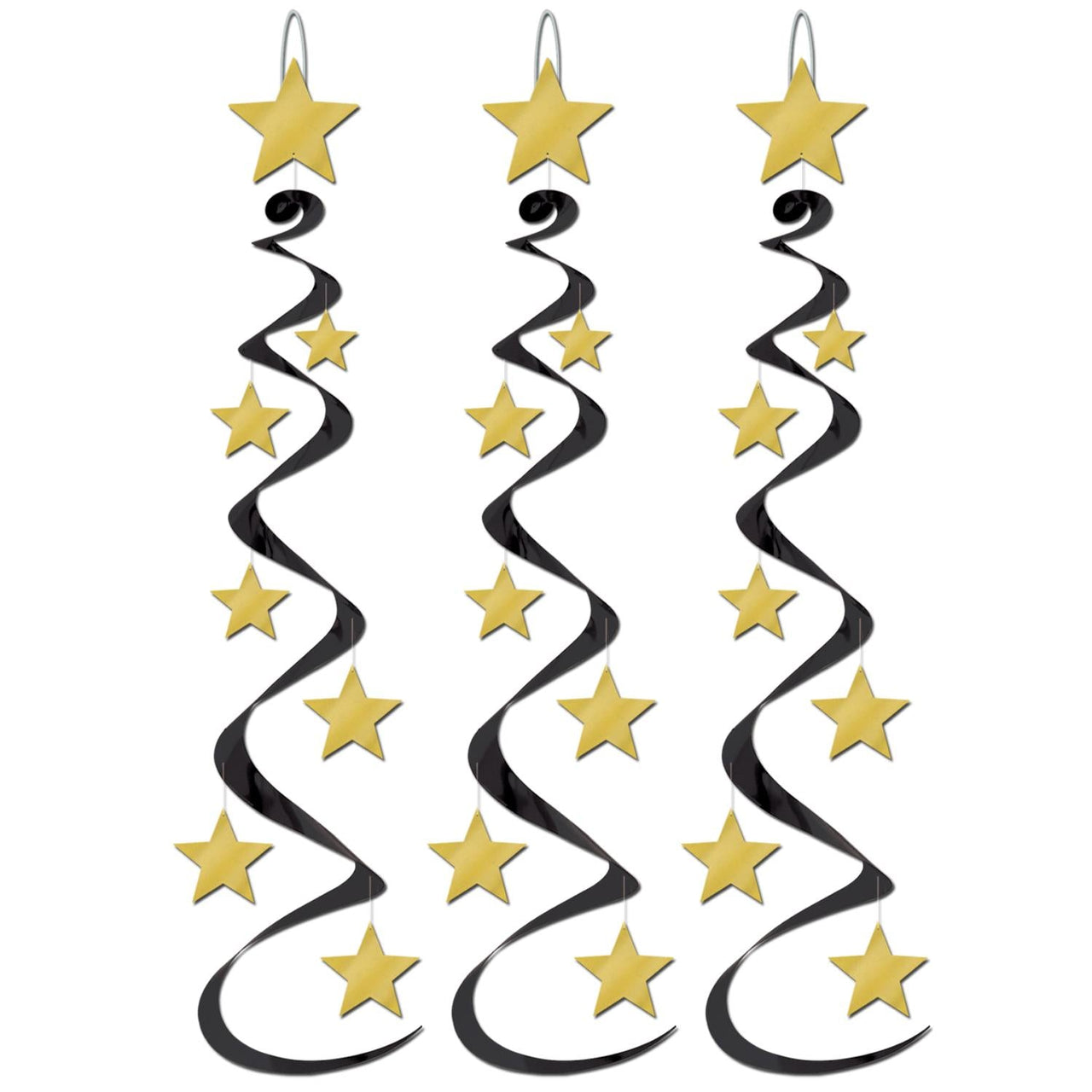 New Year's Eve Star Whirls black/gold - Bulk/18 Whirls