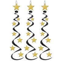 New Year's Eve Star Whirls black/gold - Bulk/18 Whirls