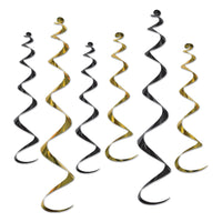 Twirly Whirlys Decorations Asst black/gold - Bulk/36 Whirls