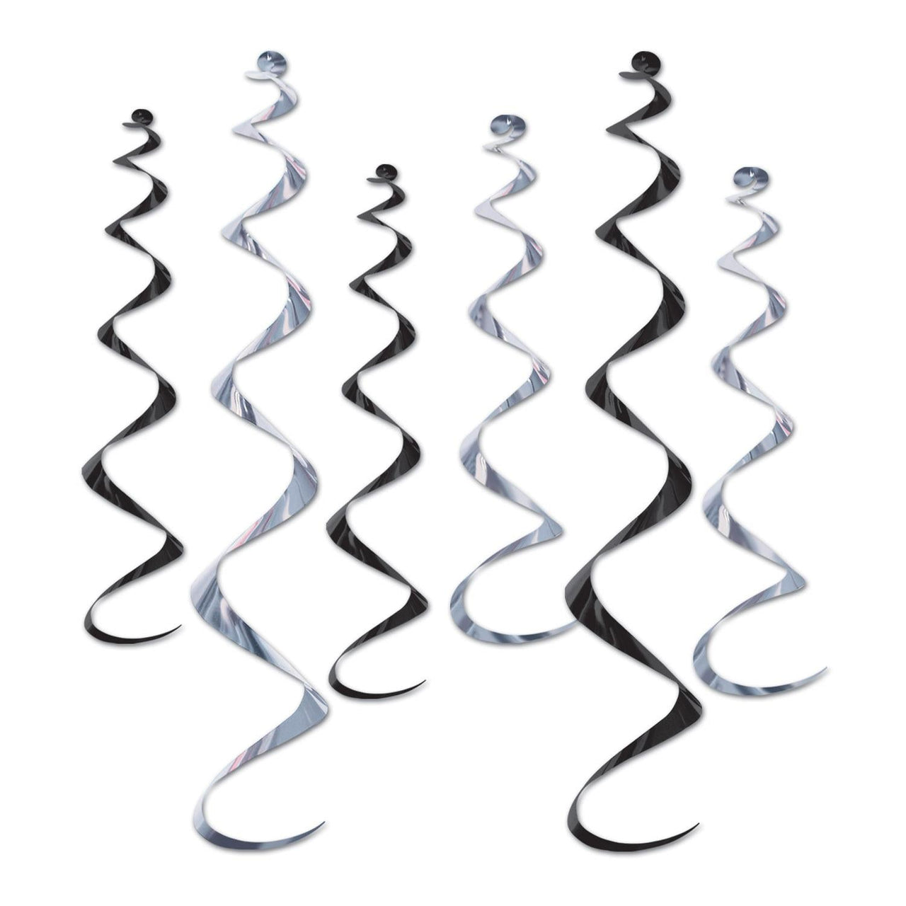 Twirly Whirlys Decorations Asst black/silver - Bulk/36 Whirls