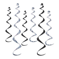 Twirly Whirlys Decorations Asst black/silver - Bulk/36 Whirls