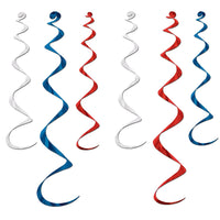 Twirly Whirlys Decorations Asst red - white - blue - Bulk/36 Whirls