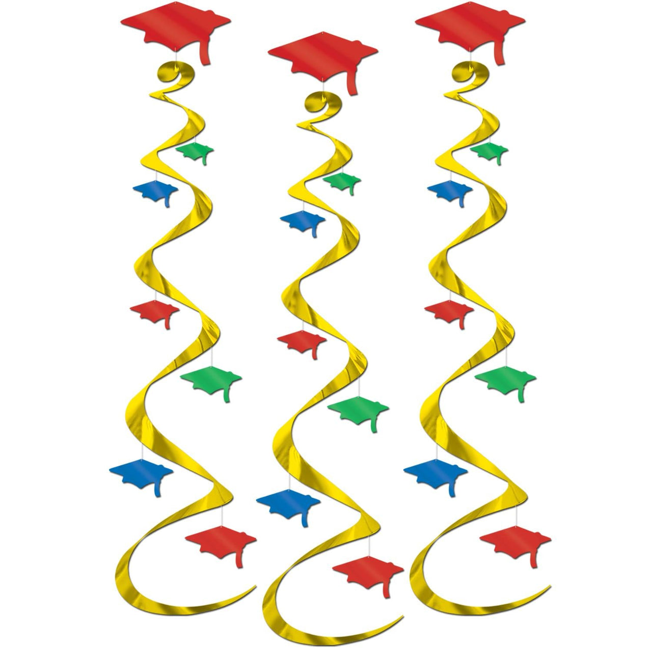 Grad Cap Graduation Party Whirls multi-color - Bulk/18 Whirls