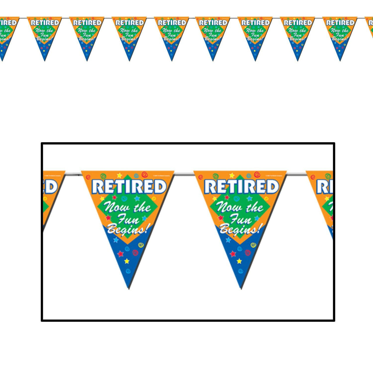 Retired The Fun Begins! Party Pennant Banner - Bulk 12 Pack