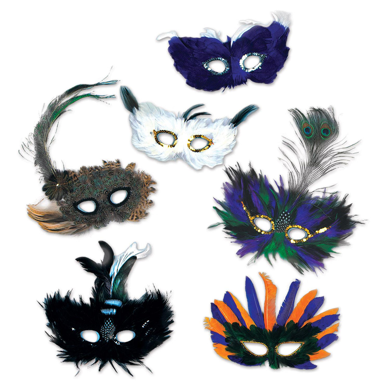 Mardi Gras Majestic Masks - Bulk 12 Pack