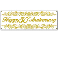 50th Anniversary Sign Banner - Bulk 12 Pack
