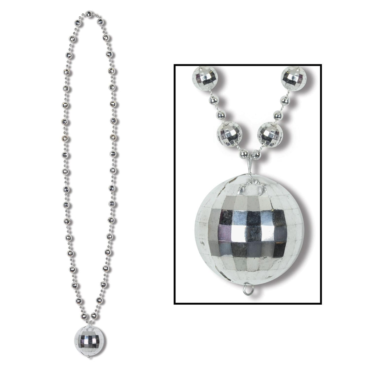Disco Ball Bead Necklaces with Disco Ball Medallion - Bulk/12 Medallions