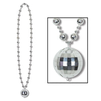 Disco Ball Bead Necklaces with Disco Ball Medallion - Bulk/12 Medallions