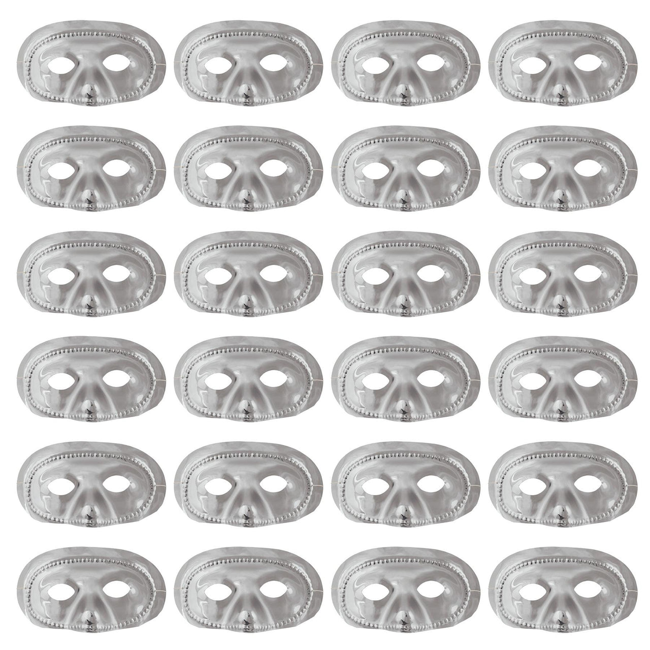 Mardi Gras Party Supplies - Metallic Half Mask - silver