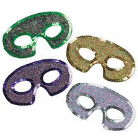 Mardi Gras Sequin-Lame Half Masks - Bulk 12 Pack