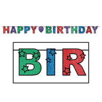 Glittered Happy Birthday Streamer - Bulk 12 Pack