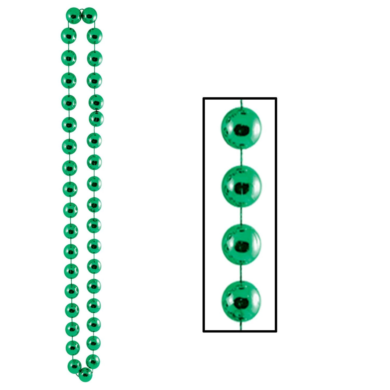 Jumbo Party Bead Necklaces - green - Bulk 12 Pack