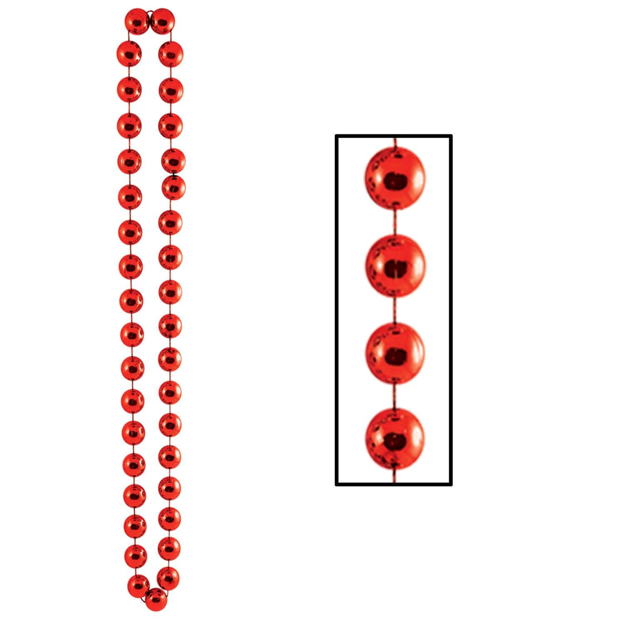 Jumbo Party Bead Necklaces - red - Bulk 12 Pack